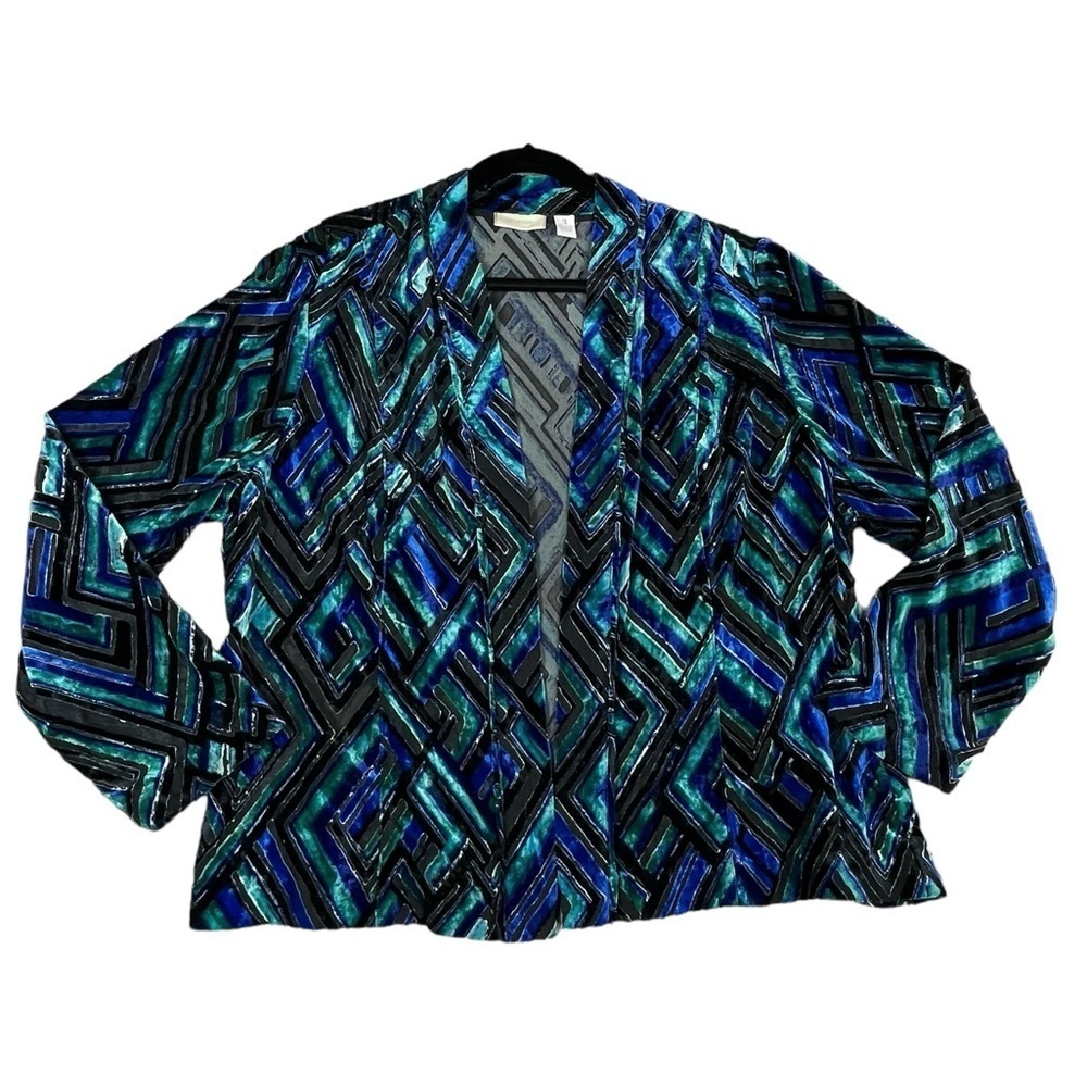 Chicos Earlene Velvet Burnout Jacket Professional Career Wear Chicos 3 = XL/16